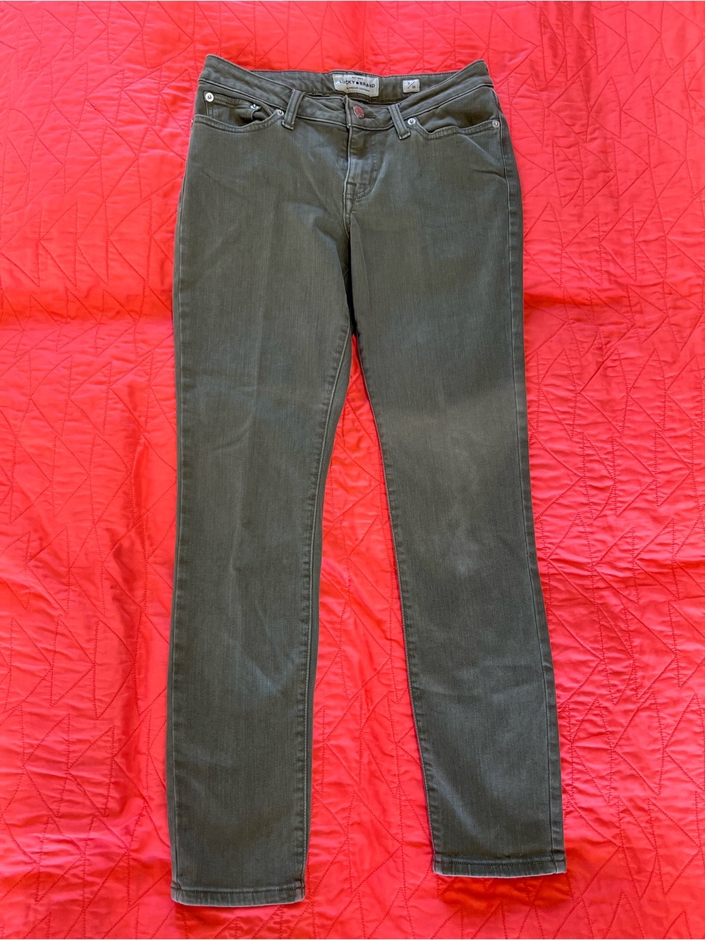 Lucky Brand Womens Straight Leg skinny Jeans in Olive Green